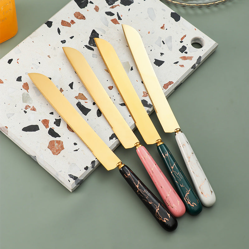 Ceramic Handle Stainless Steel Knife and Spatula Gift Set Creative Baking Tools Cheese Knife Butter Knife Cake Spatula Pizza Spatula