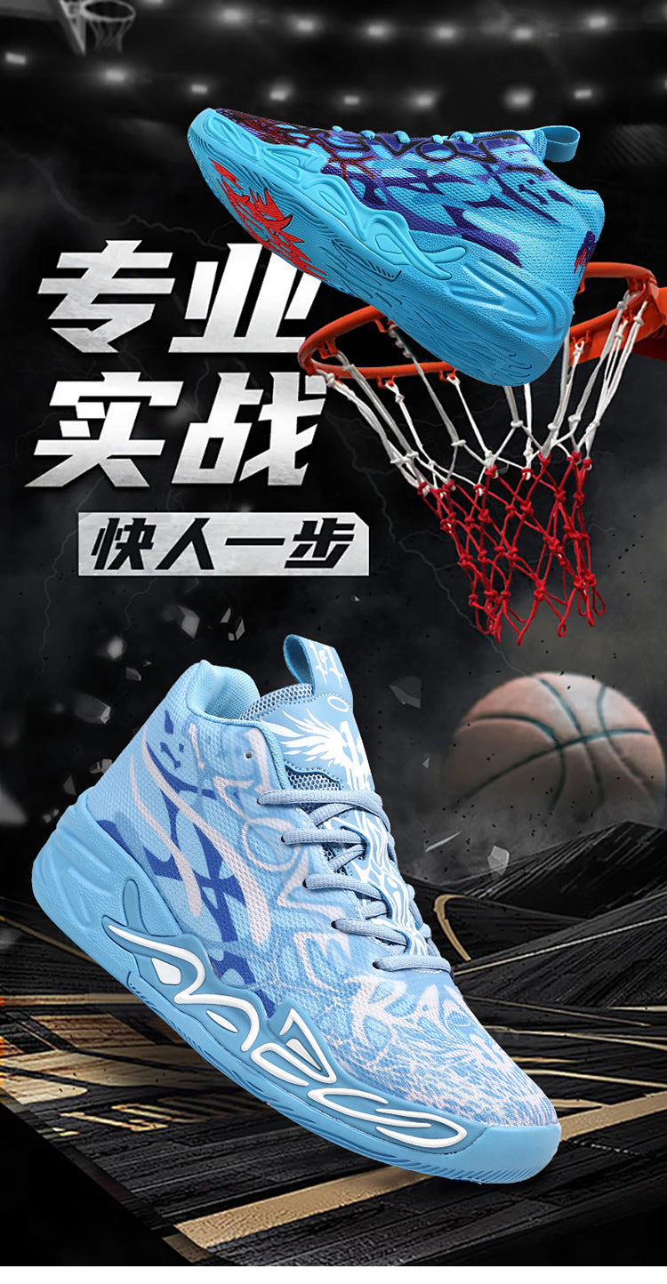 Fashion Trend Basketball Shoes New Youth Mandarin Duck Mesh Breathable Sports Shoes High-Top Training Boots