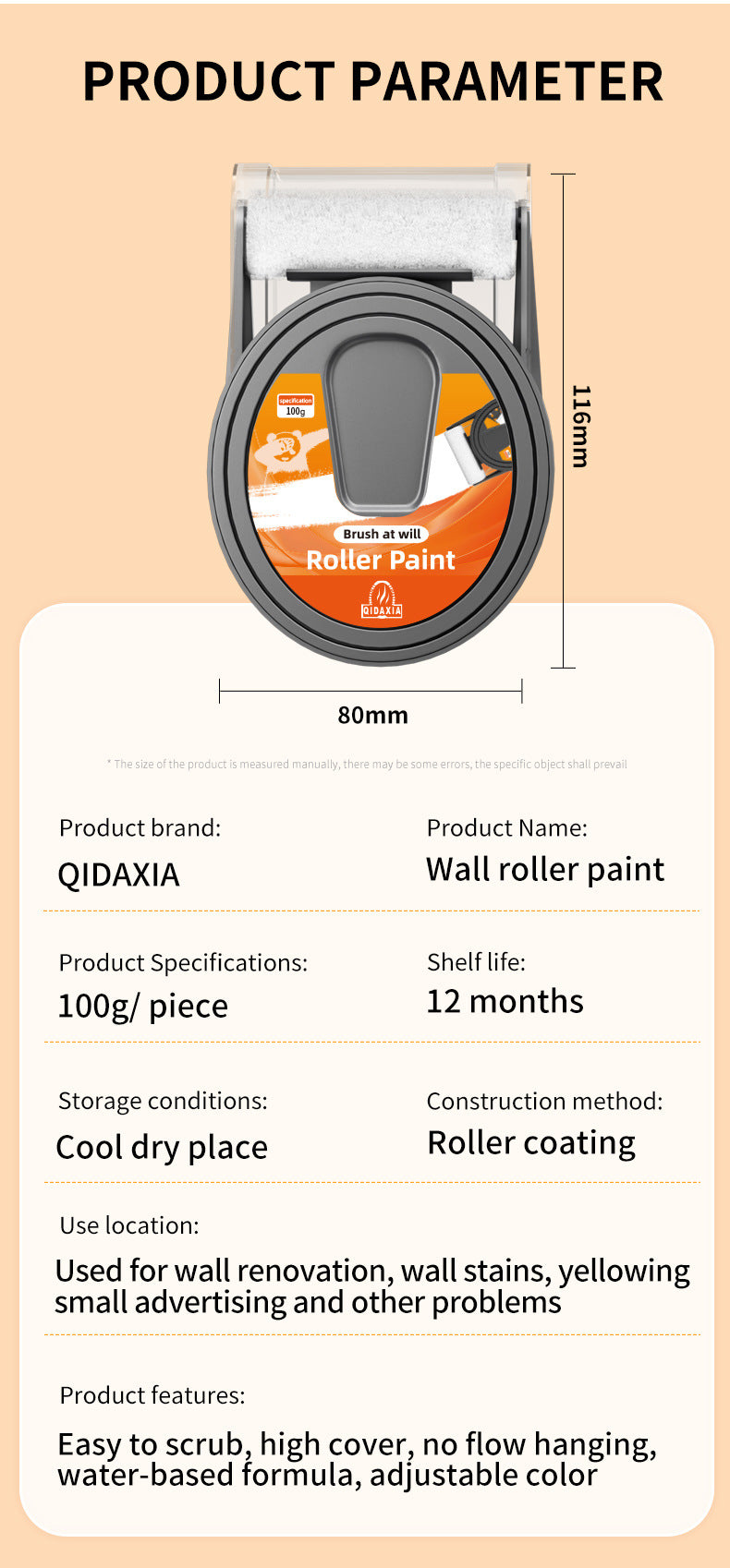 New Small Roller Paint Self-Brushing Latex Paint Wall Repair Stain Removal Magic White Wall Surface Repair White Large Paint Roller