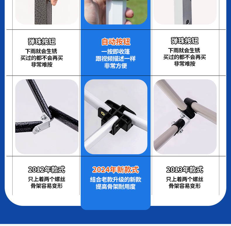 Four-Corner Rainproof Tent Four-Leg Rain Shelter Outdoor Advertising Exhibition Stall Use Sunshade Rain Cover Retractable Folding Canopy