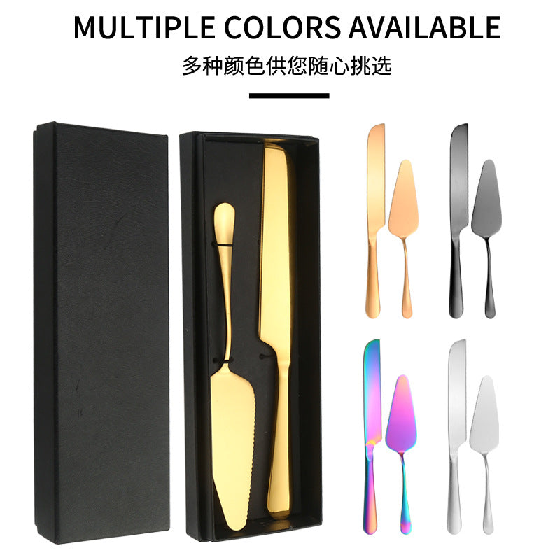 Stainless Steel Cake Knife and Spatula Set for Home Use gold Bread Knife and Spatula Restaurant Pizza Dessert Spatula Baking Utensils