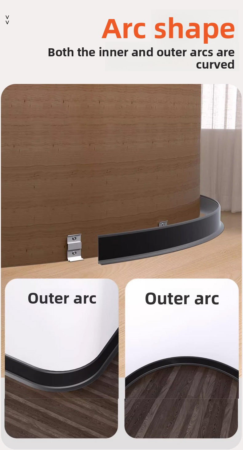 Trendy flat skirting board, thickened snap-on metal baseboard, ultra-narrow corner trim, aluminum alloy skirting board