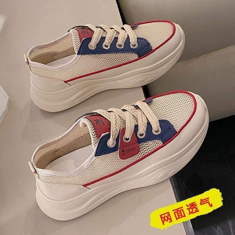 Hollow out2025Summer Dad Shoes Versatile Student Mesh Breathable Thick-Soled Casual Sneakers for Women