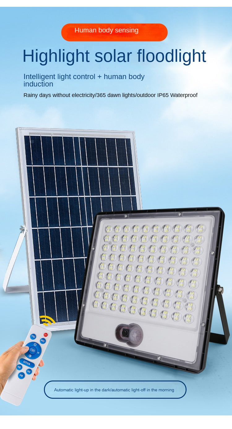 Hot-Selling Solar Outdoor Light with Human Body Induction, ABS Waterproof Lighting for Courtyard and Community Solar Flood Light