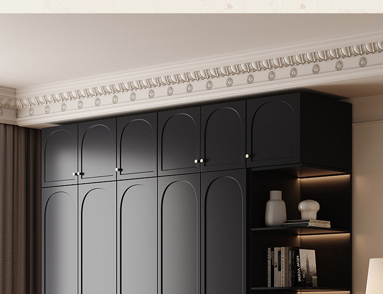 French Retro Style Black Wardrobe Modern Simple Small Apartment Light Luxury Internet Celebrity Closet Storage Cabinet Bedroom Economical Type