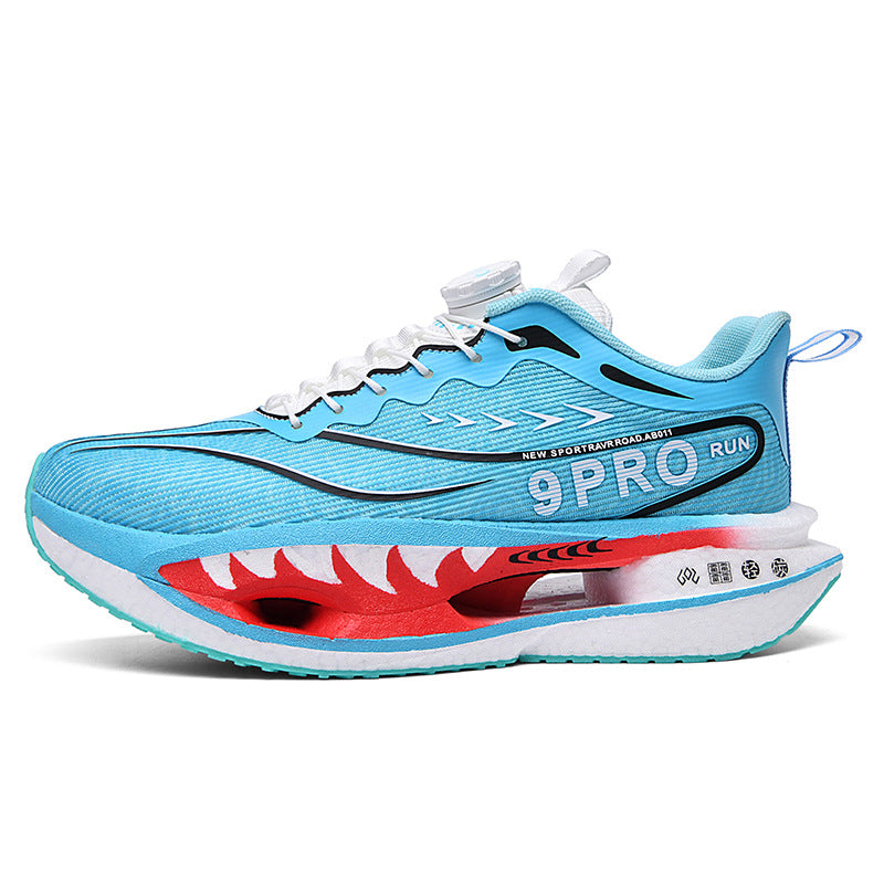 Autumn Winter New Double Mesh Thickened Knob Buckle Parent-Child Sports Shoes Real Explosive Carbon Plate Soft Sole Couple Running Shoes