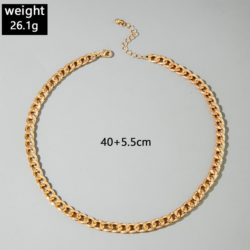 European and American Ornament Fashion Hip-Hop Short Thick Chain Geometric Necklace Metal Exaggerated Necklace