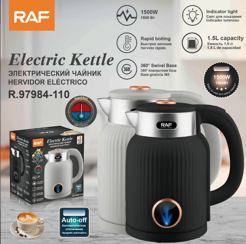 RAF European and American Standard Anti-Dry Burn1.6L Electric Kettle Double Layer Stainless Steel R7984