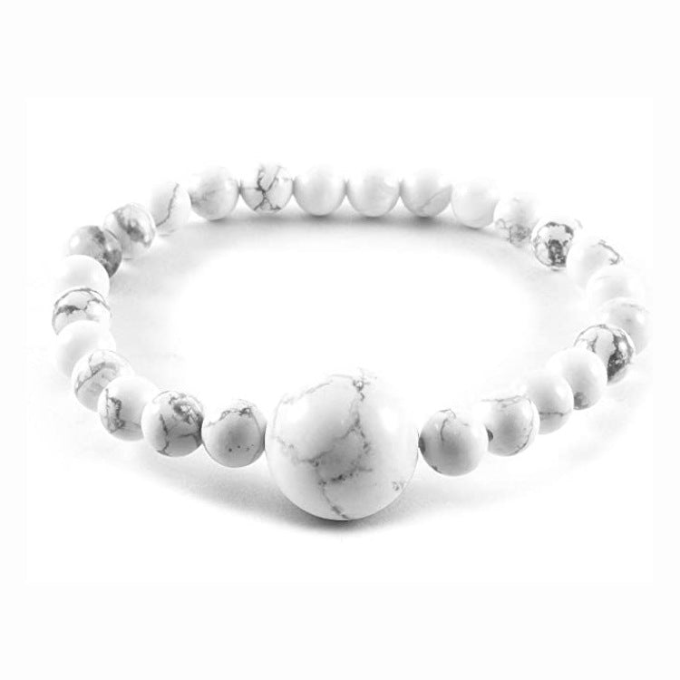Men's White Turquoise Bracelet6mm Natural Stone Beads Volcanic Stone Bracelet Fake Protein Tiger Eye Frosted Beaded Bracelet