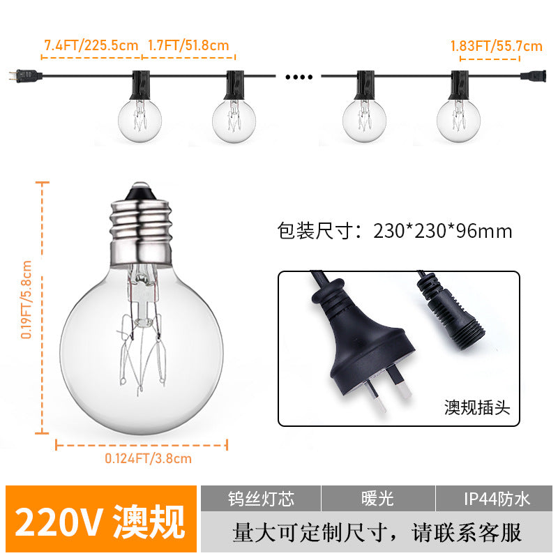 G40High Voltage String Lights led Small String Lights Waterproof US Standard G40Tungsten string light warm light outdoor string light bulb
