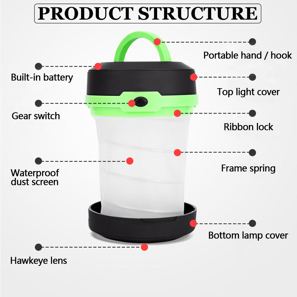 Outdoor Waterproof LED Camping Light Tent Light Retractable Camping Light Dry Battery Portable Emergency Light Night Light