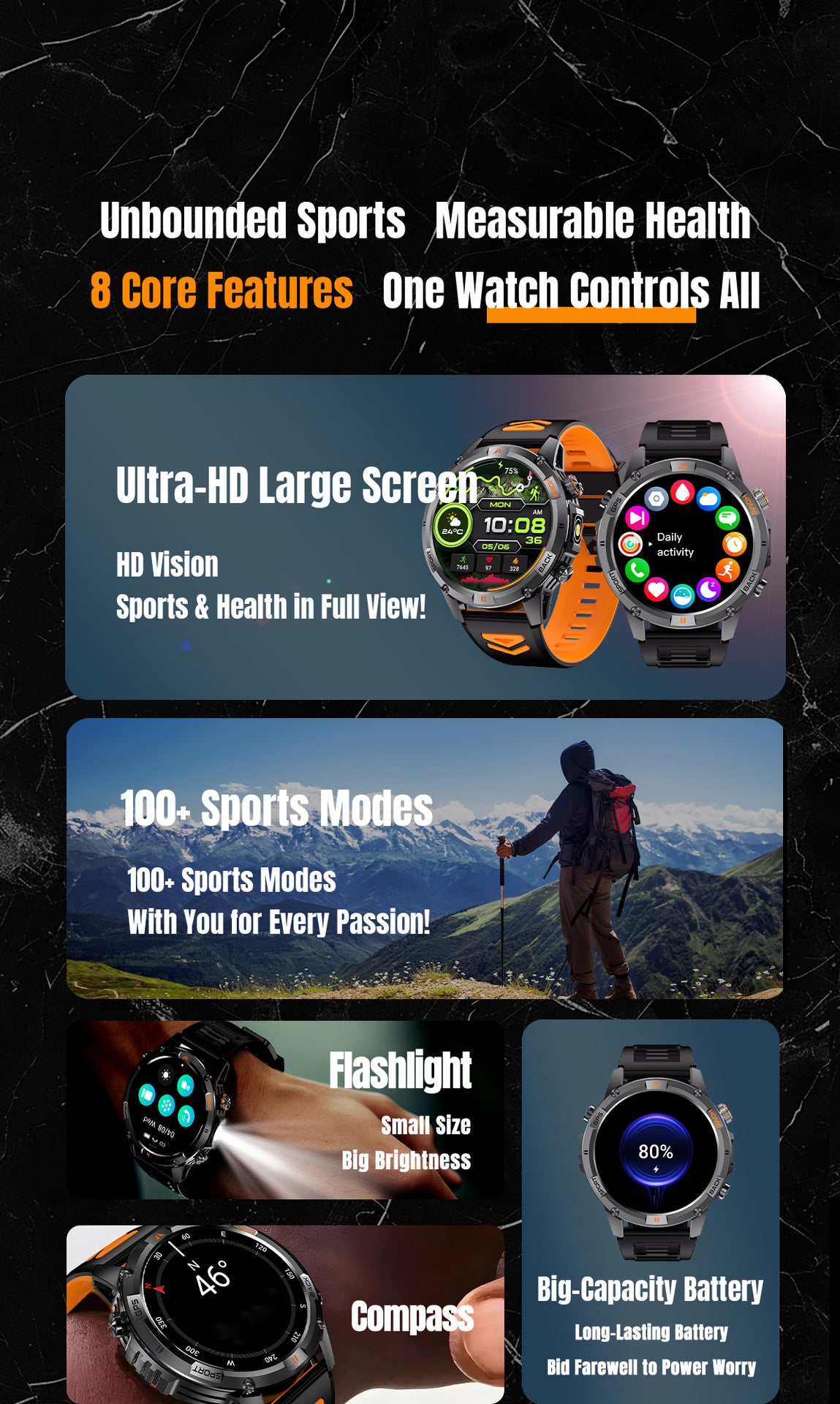 YK15Smart Watch Bluetooth Call Heart Rate Pedometer Sleep Depth Waterproof GPS Beidou Positioning Sports Three-Proof