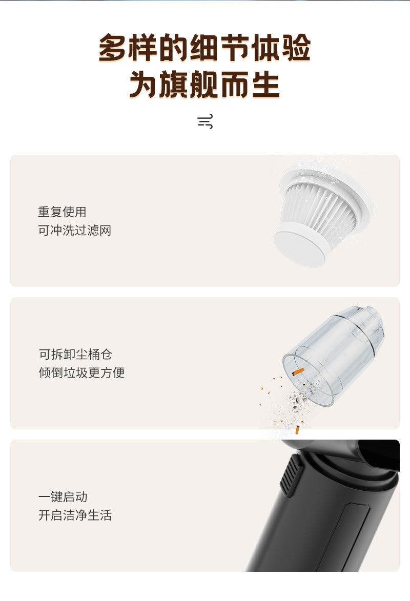 Vacuum Cleaner Car-mounted Suction and Blowing Integrated Small High-power Suction Wireless Handheld Dust Blower Household Desktop Vacuum Cleaner