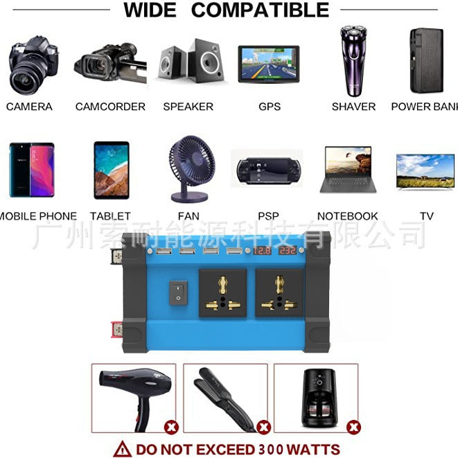 Motorcycle and Car Accessories300W/500W Car Converter Inverter12V Turn110V/220V Car Inverter Power Supply