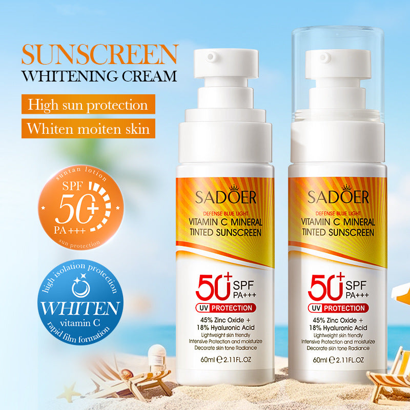 Vitamin C Mineral Tinted Sunscreen SADOER Isolation Sunscreen Lotion Cross-Border Wholesale