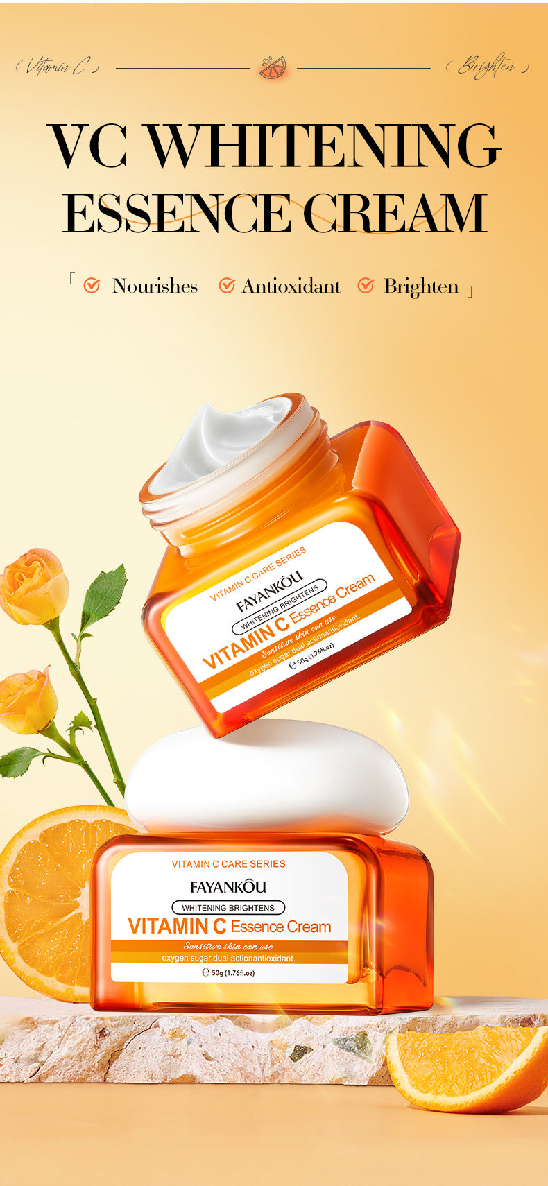 VC Whitening and Moisturizing Face Cream FAYANKOU Brightening and Moisturizing Essence Cream Cross-Border Wholesale