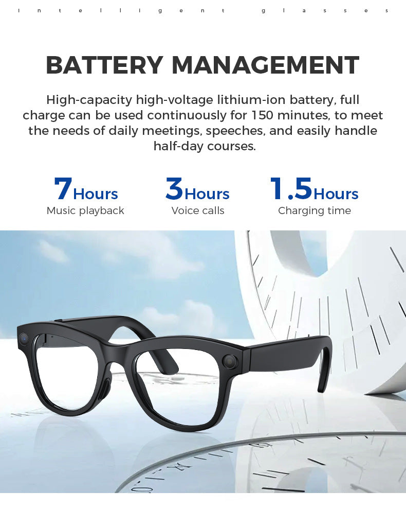 M01S Smart Glasses800100 Megapixel Camera with Image Stabilization1200P Video Recording AI Simultaneous Translation Character Recognition