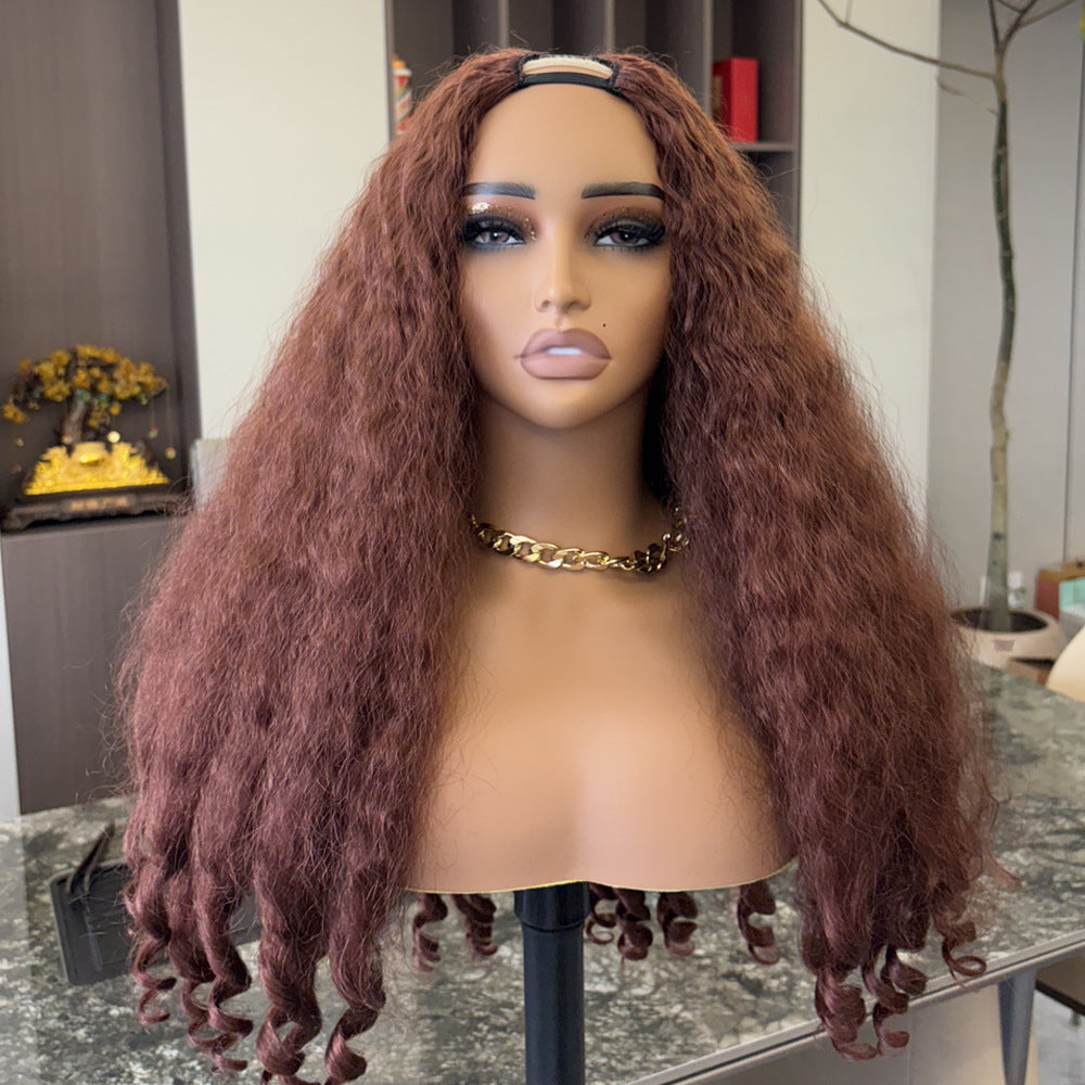 DR2/9T2 Ombre Burgundy V part Afro Wig with Curly End