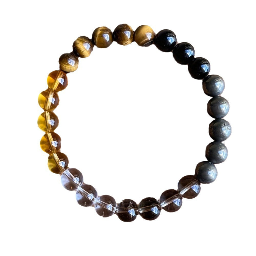 Men's Bracelet8mm Versatile High-End Bracelet Jewelry Woven Elastic Cord Single Loop Obsidian Bracelet