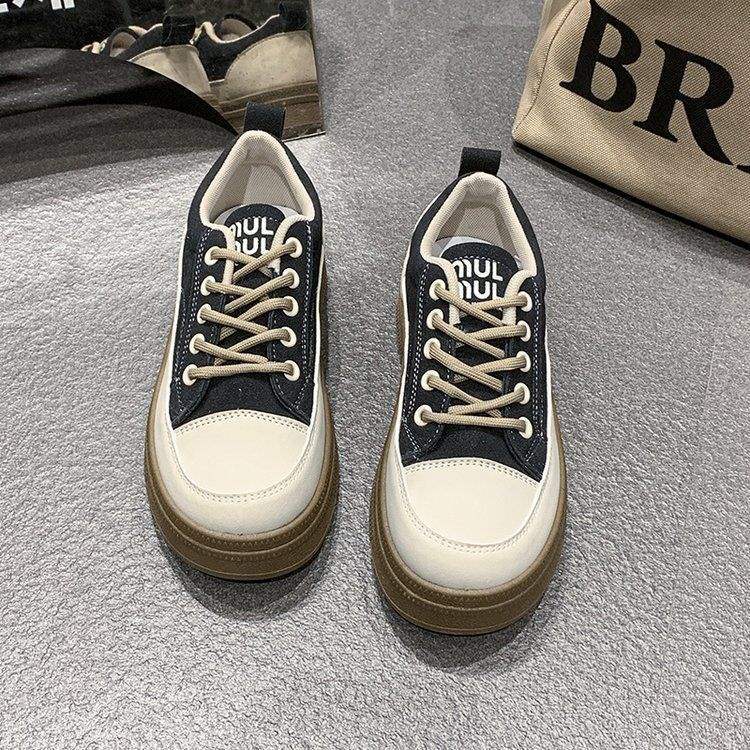 Thick-soled Height-increasing Women's Sneakers2025Spring New Niche Original Retro White Sneakers Sports Casual Shoes