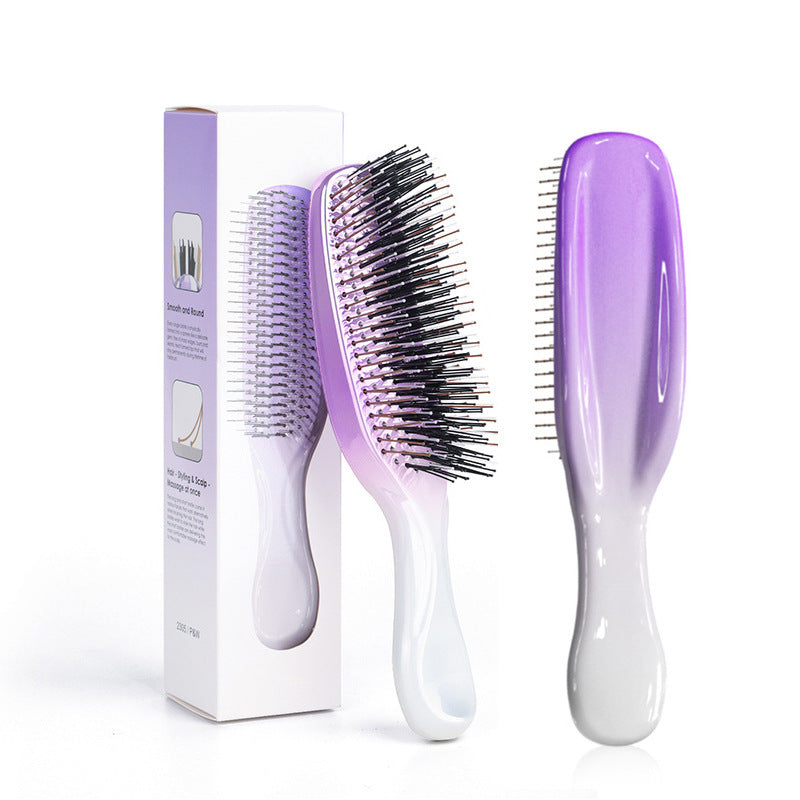 Cross-Border Meridian Fluffy Scalp Cleaning Care Comb High Low Comb Teeth Dry Wet Dual-Use Smooth Hair Fine Needle Electroplated Massage Comb