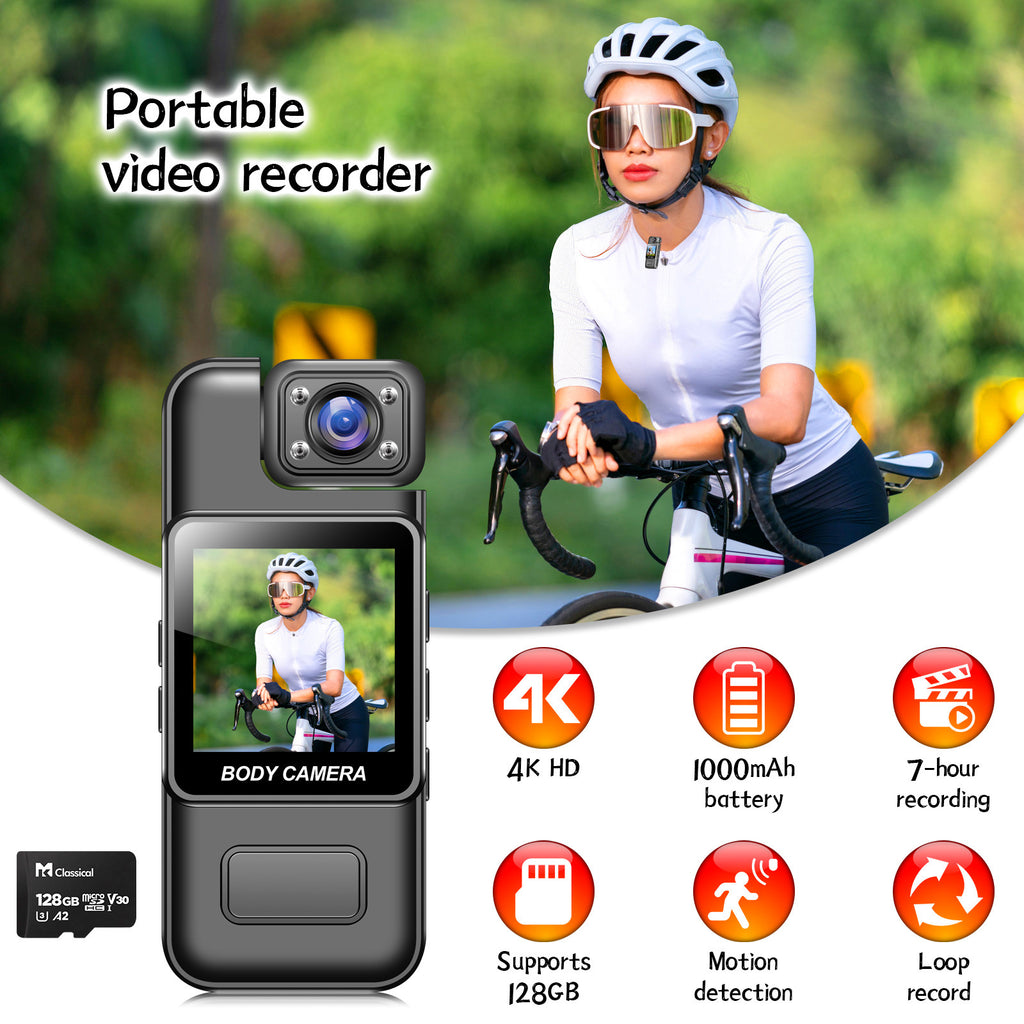 Portable Pocket Camera with Screen, Pocket Camcorder with Back Clip, HD Infrared Night Vision Portable Law Enforcement Camera