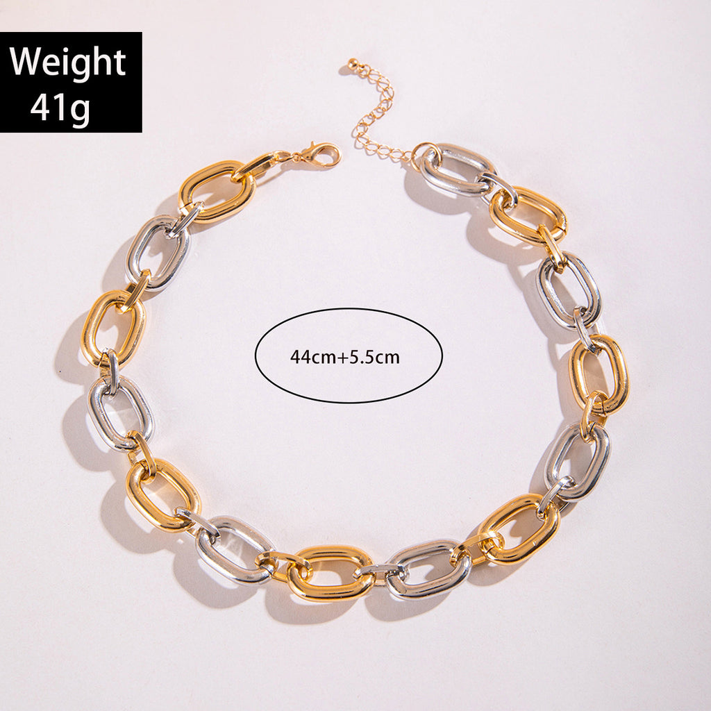 European and American Ornament Fashion Hip-Hop Short Thick Chain Geometric Necklace Metal Exaggerated Necklace