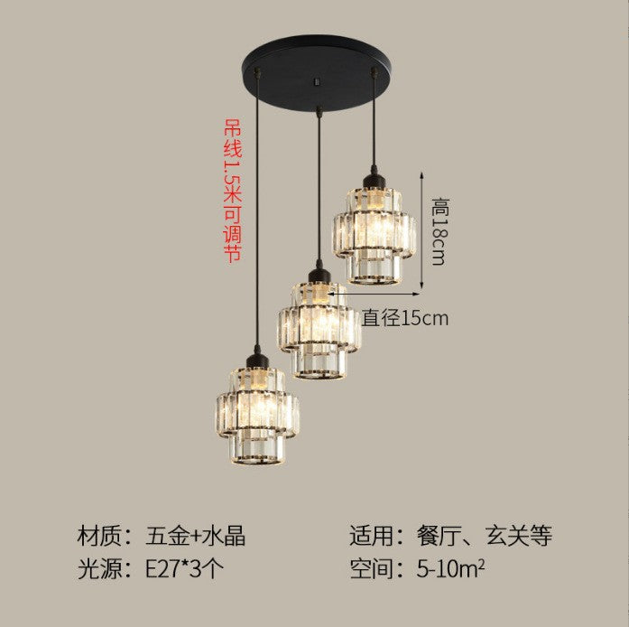 Export Simple Restaurant Crystal Pendant Light Single Head3Headboard Pendant Light Dining Table Bar Crystal Pendant Light Wholesale