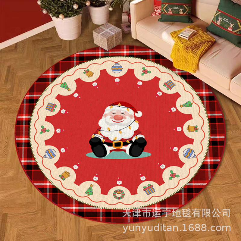 Christmas Carpet Round Living Room Mat Christmas Decoration Atmosphere Mat Christmas Tree Mat Labeling and Shipping