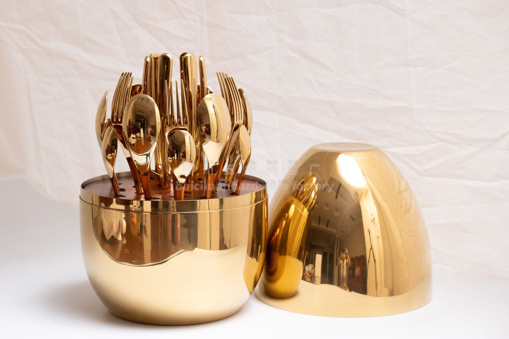 tablewareset Storage Golden Egg Stainless Steel24High-looking restaurant cutlery, forks and spoons set