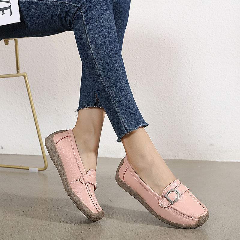 Genuine Leather Cowhide Sole Deep Mouth Women's Shoes Soft Sole Mom Shoes Nurse Shoes Flat Loafers Women's Non-Slip Maternity Flats