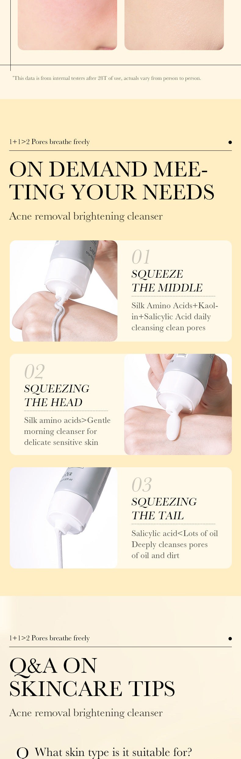 Facial Cleanser SADOER Salicylic Acid Amino Acid Double Effect Cleansing Cleanser Cross-Border Foreign Trade Wholesale