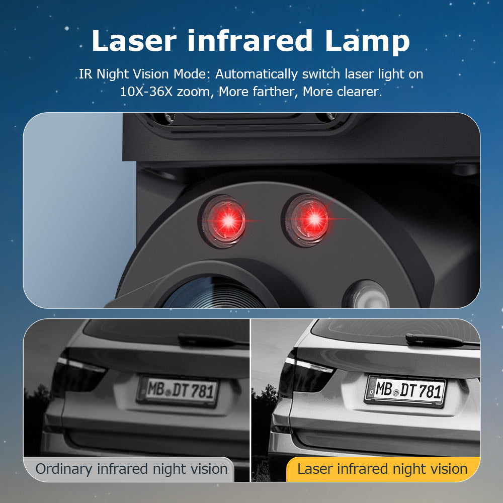 4G Solar Camera Smart HD Laser Night Vision Dual Lens36Optical Zoom Surveillance Intelligent Monitoring