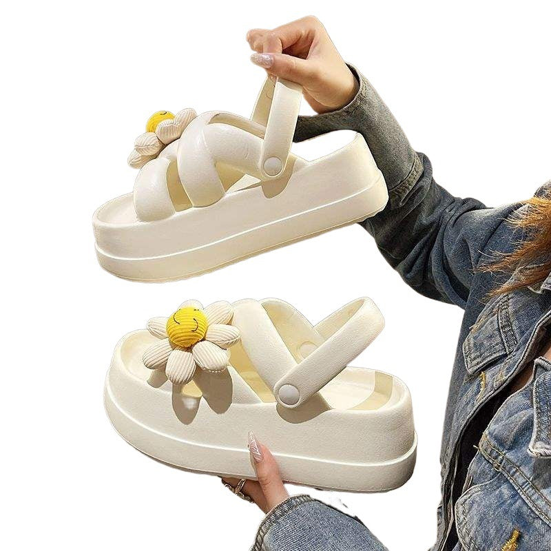 Versatile Women's Sandals for Outdoor Wear, Student Height Increasing Beach Sandals EVA All-in-One Two-Wear Casual Sandals24Summer Personality