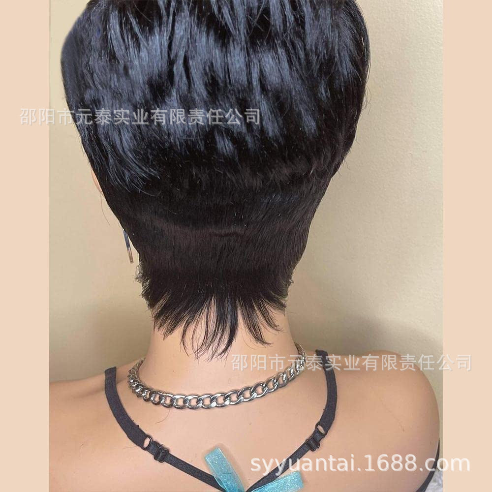 Short Bob Wavy Wig With Bangs Full Machine Made No Lace Wigs