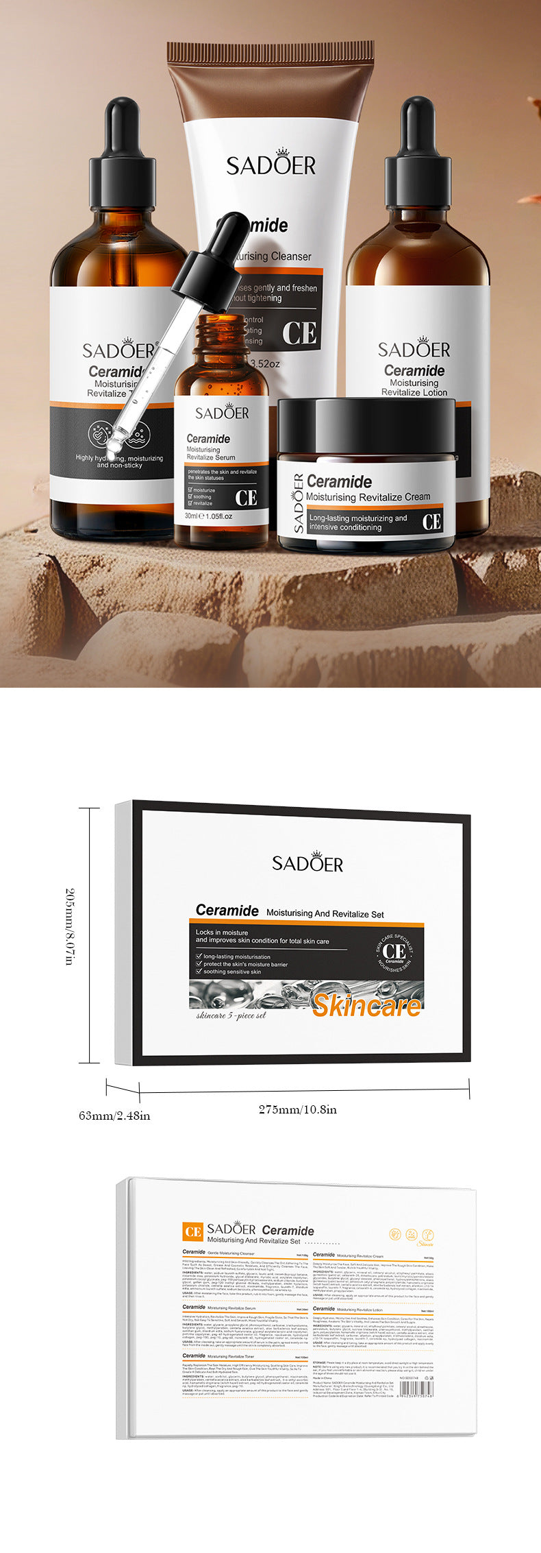 Ceramide Moisturizing and Brightening Set SADOER Moisturizing and Hydrating Set Box Cross-Border Wholesale