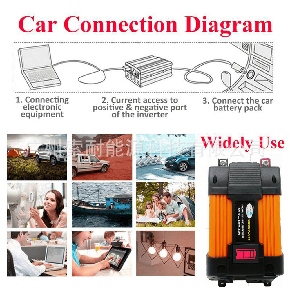 Automobile and Motorcycle Parts Car Converter Inverter300W/500W Car Inverter Power Supply12V Turn110V/220V