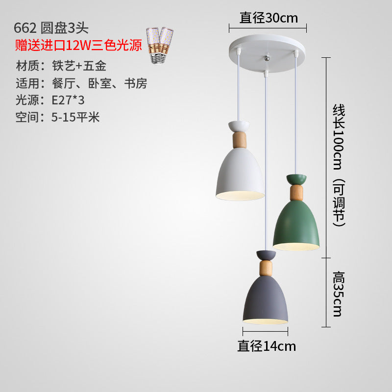 Nordic Restaurant Pendant Light Three-Head Bar Dining Room Table Lamp Creative Personality Bedroom Lamp Modern Minimalist Lighting Fixture