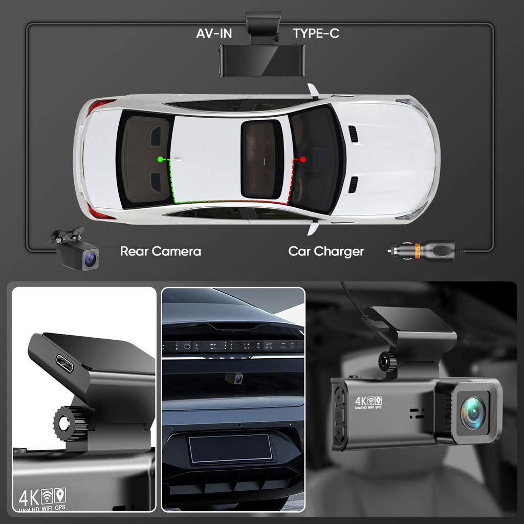 V56 3.18Inch Screen4K+1080P Driving Recorder REDTIGER F7N Optimized Driving Recorder wifi