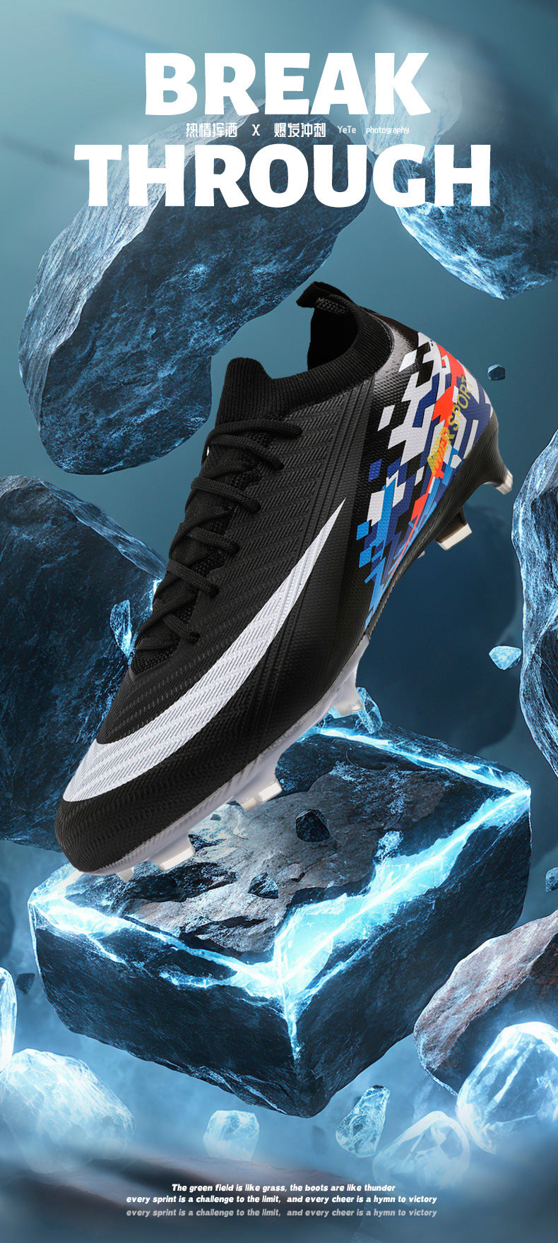 New Large Size Long Spike Football Shoes Low Top Youth Competition Training Student Football Sports Shoes