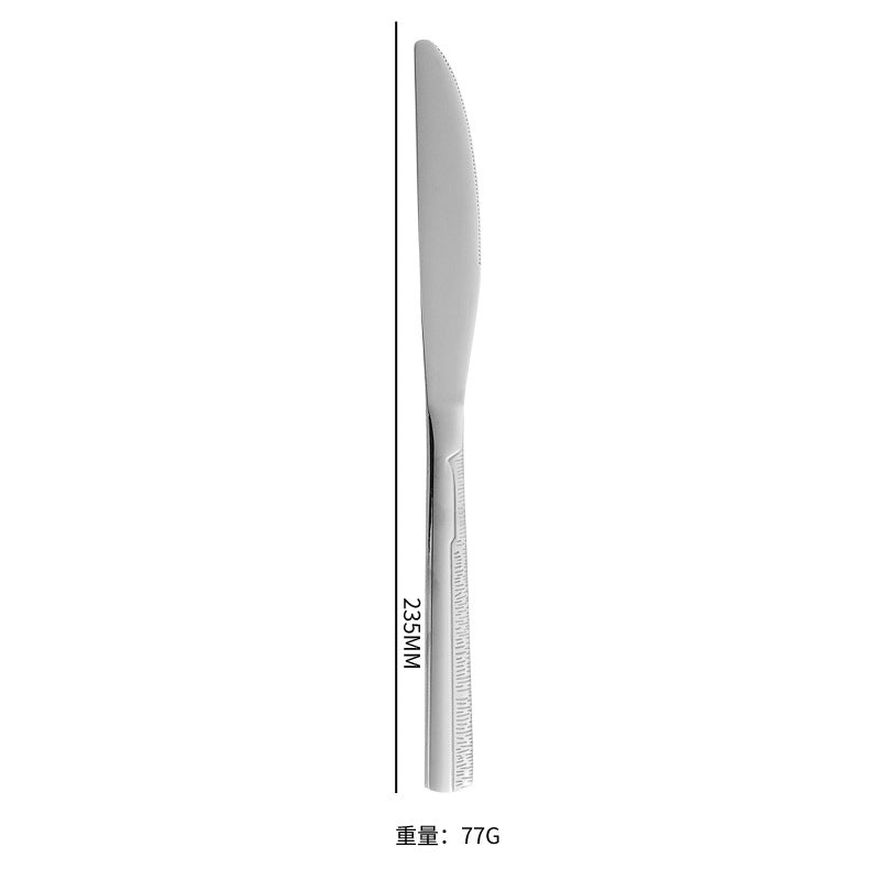 410Stainless Steel Tableware Hotel Restaurant Sand Texture Knife Fork Spoon Tea Spoon24Set of gold Western Steak Knives and Forks