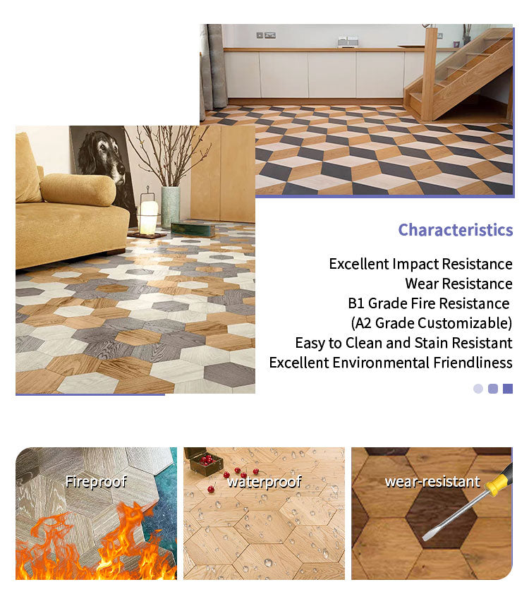 Luxury 18mm Multilayer Hexagon Oak Parquet Flooring | Customizable Thick Waterproof Engineered Oak Flooring for Living Rooms