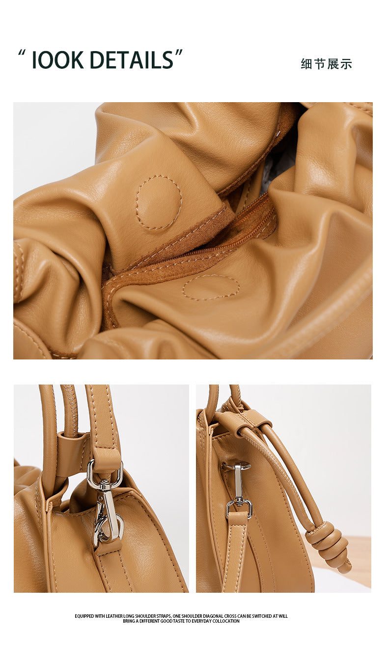 Special-Interest Design Bag Women2024New Large Capacity Pleated Cloud Bag Simple Commuting Shoulder Crossbody Underarm Bag