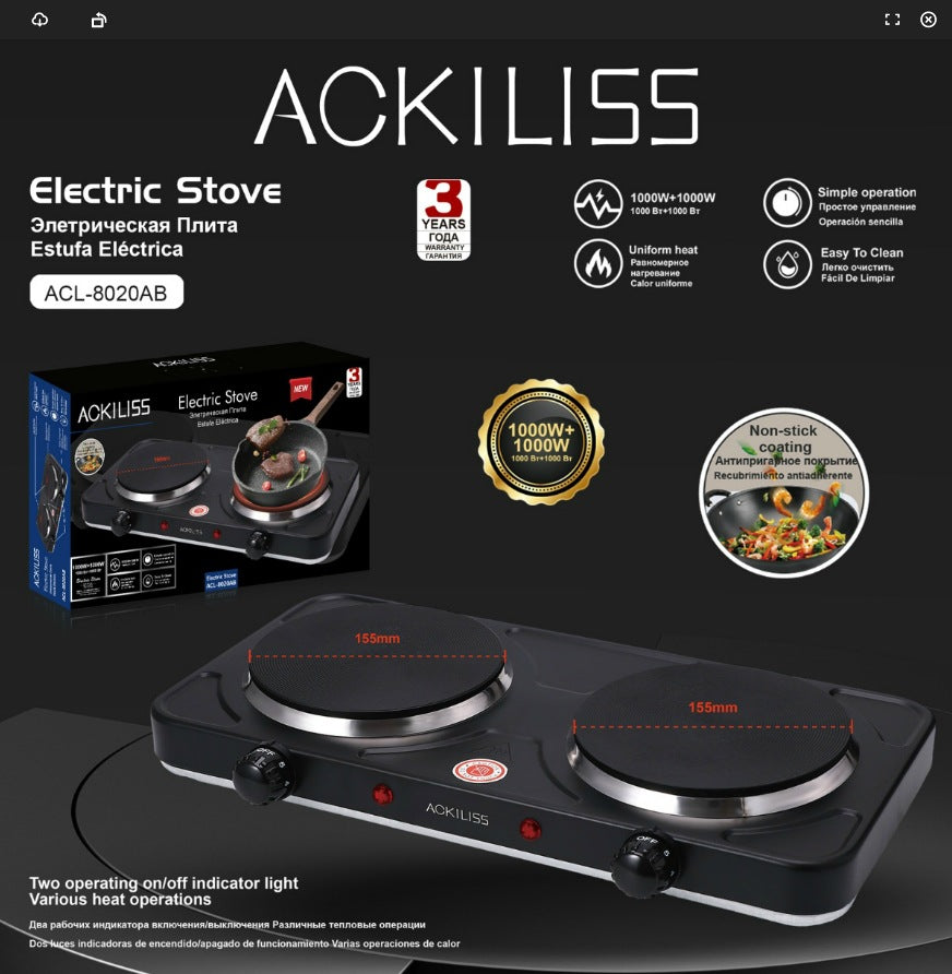 European Standard Electric Stove for Home Use Enclosed Electric Stove Insulated Dual Burner Constant Temperature Universal Electric Stove