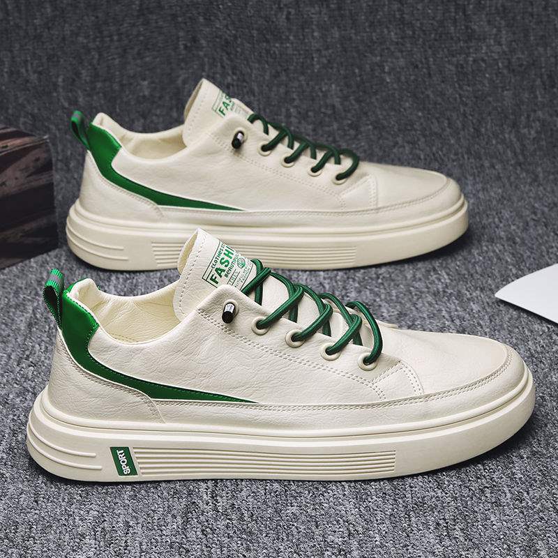 Summer Men's Shoes Spring and Autumn2025New Year's Casual Sports White Sneakers Men's Slip-On Leather Shoes Versatile Trendy Shoes