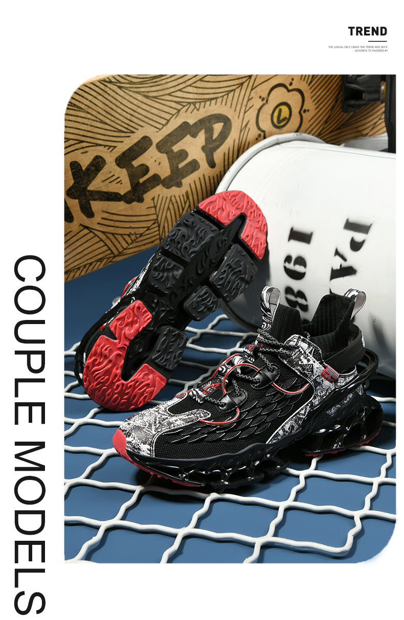 Chinese Style Men's Shoes Spring and Autumn Running Shoes Basketball Sports Shoes Ultra-light Shock-absorbing Breathable Running Blade Shoes Chinese Style Design