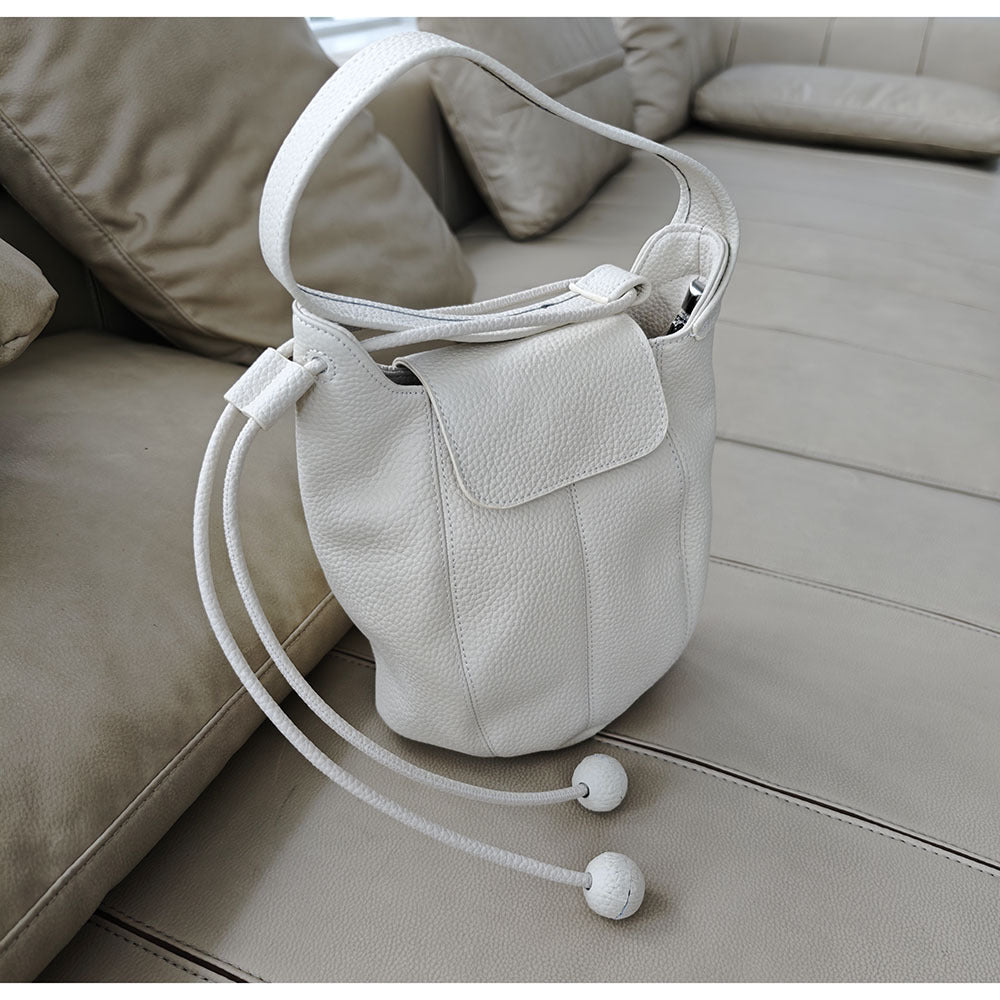 Genuine Leather Bucket Bag2025Autumn and Winter New Women's Bag Casual Fashion Versatile Single Shoulder Crossbody Large Capacity Pumpkin Bag