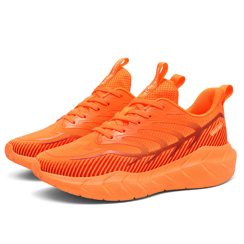 New Thick-Soled Racing Sports Shoes for Middle School Students, High Elastic Running Shoes for Men and Women, Breathable Flyknit Mesh Shoes for Couples