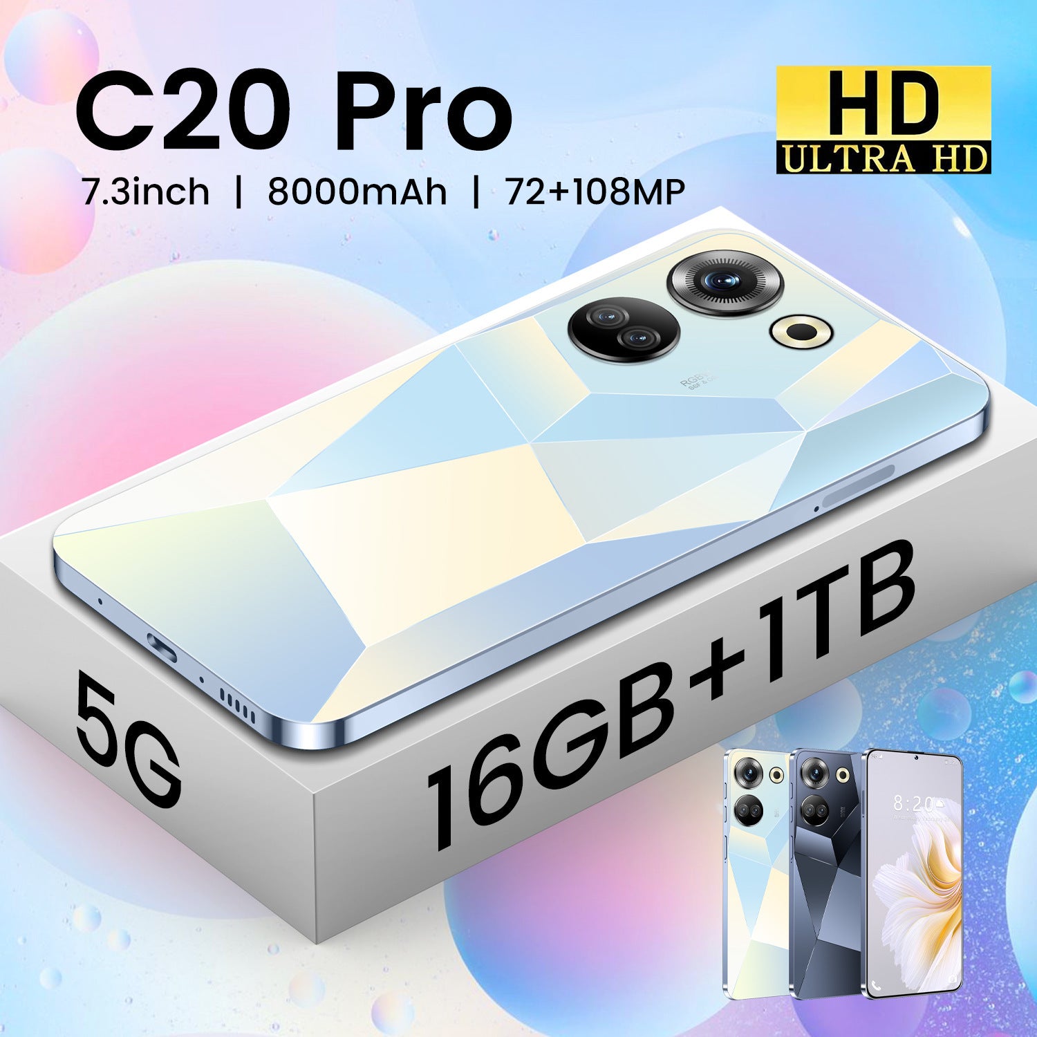 Spot Goods C20Pro7.3Inch Large Screen16+1T Large Memory All-in-One Smart Machine Factory Available