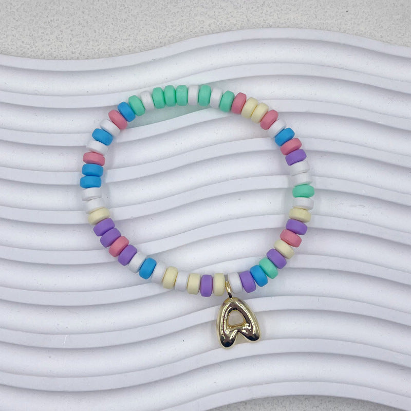 Bubble Balloon Letter Bracelet Best Friend Friendship Gift Sweet Bracelet Colorful Soft Clay Abacus Bead Bracelet